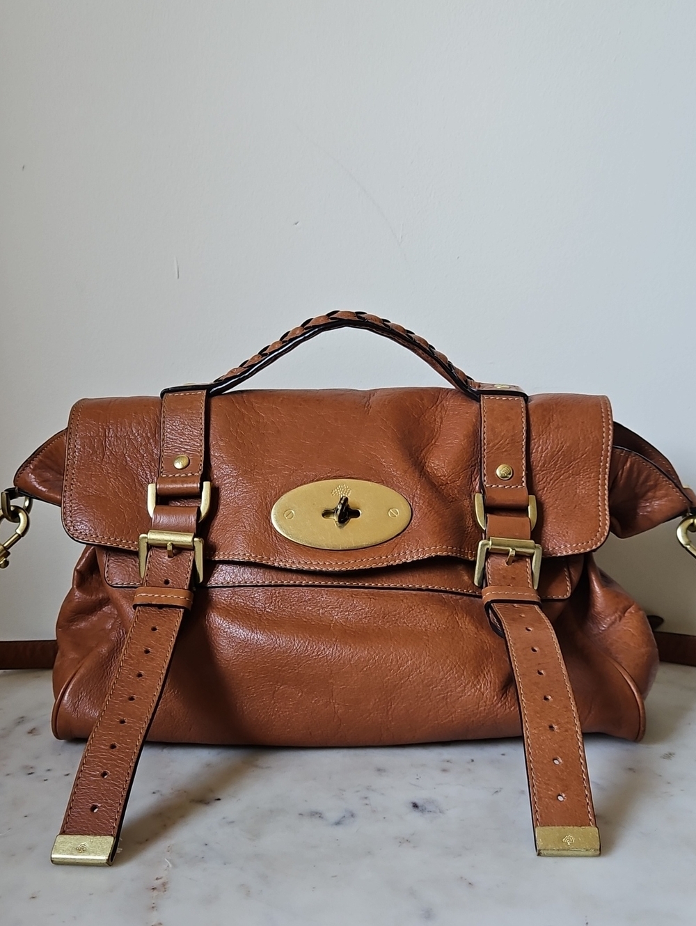 MULBERRY: Classic Alexa Chestnut Tote with Gold Hardware